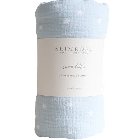 Alimrose Muslin Swaddle Starry Night Baby Blue