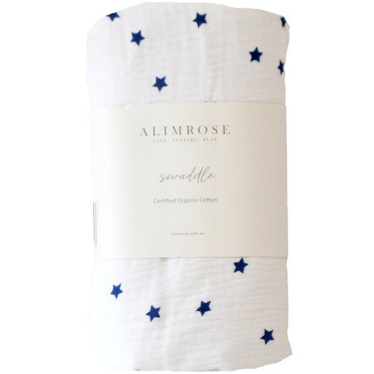 Alimrose Muslin Swaddle Navy Stars