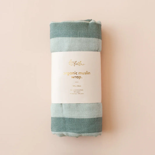 Fox & Fallow Sage Stripe Organic Muslin Wrap