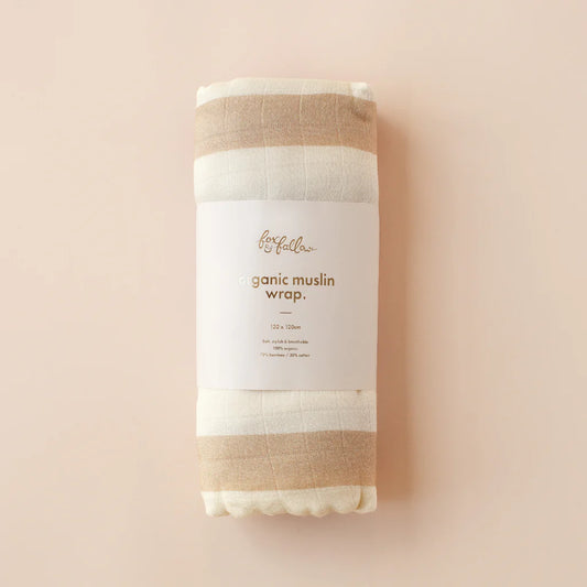Fox & Fallow Coffee Stripe Organic Muslin Wrap