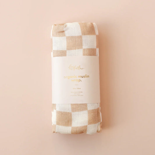 Fox & Fallow Caramel Check Organic Muslin Wrap