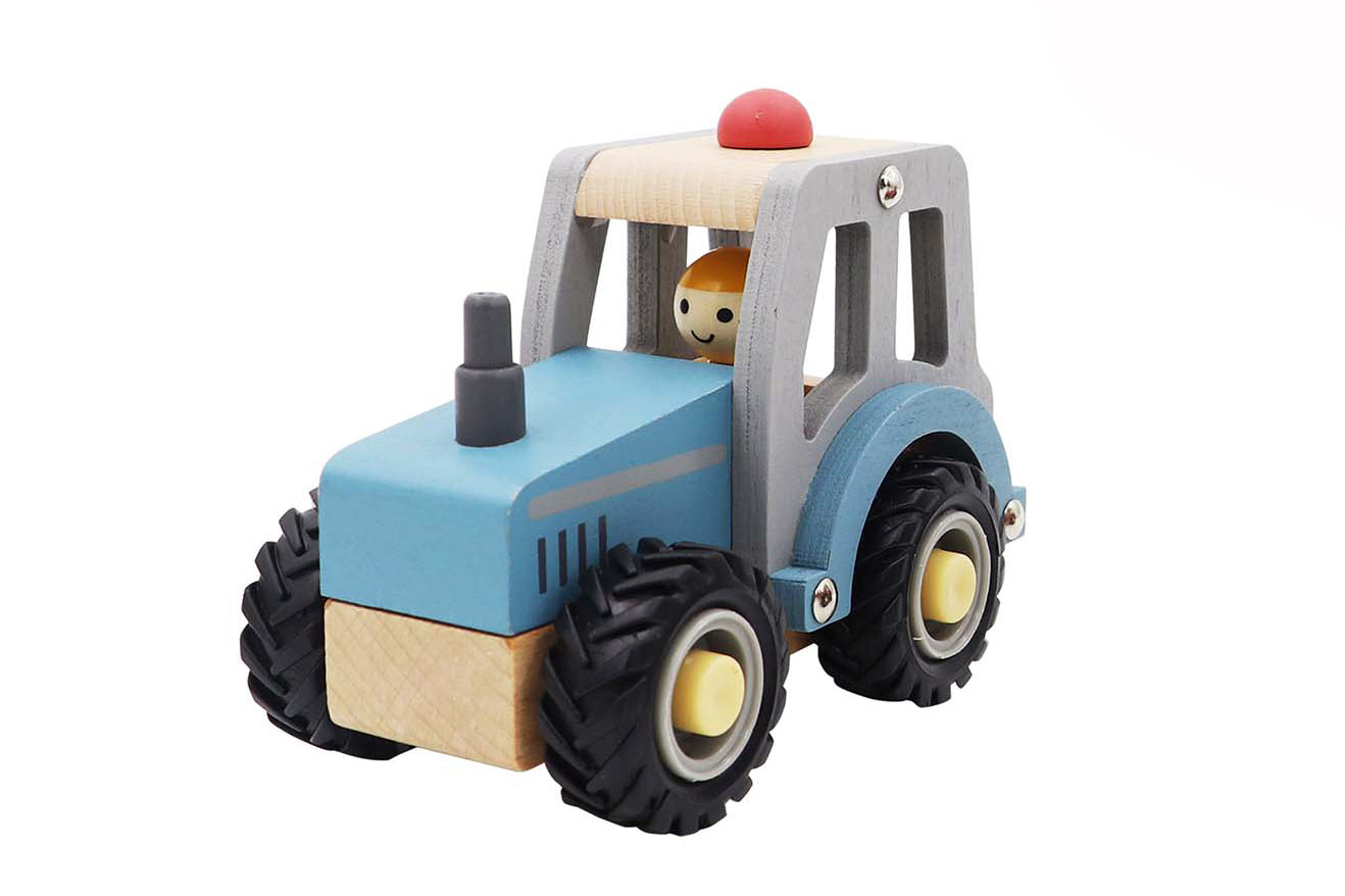 Wooden Tractor Blue