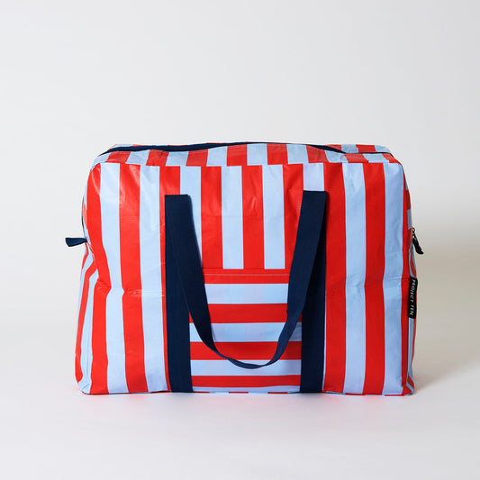 Project Ten Red and Blue Stripe Overnight Bag