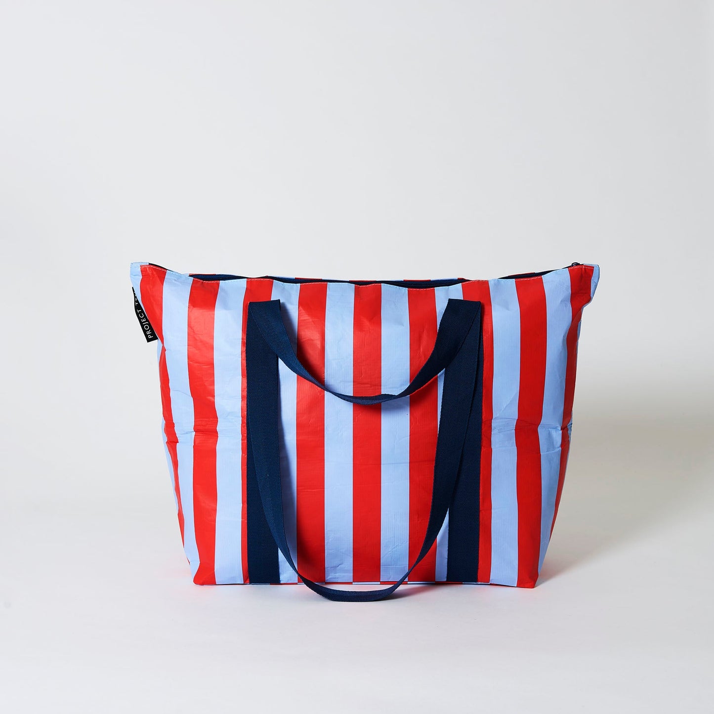 Project Ten Red and Blue Stripe Medium Zip Tote