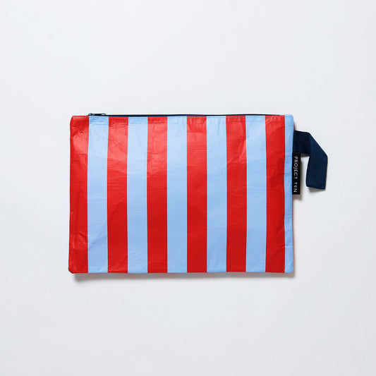 Project Ten Red and Blue Stripe Large Zip Pouch