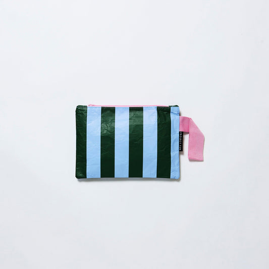 Project Ten Green and Blue Stripe Mini Zip Pouch