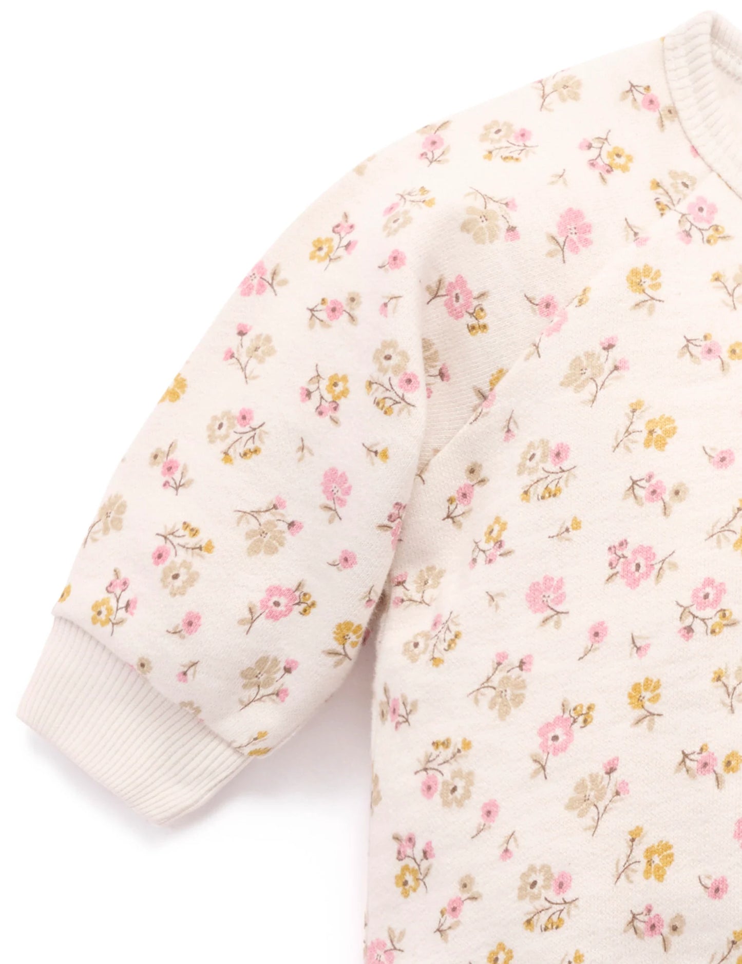 Purebaby Fleecy Zip Growsuit Peach Floral