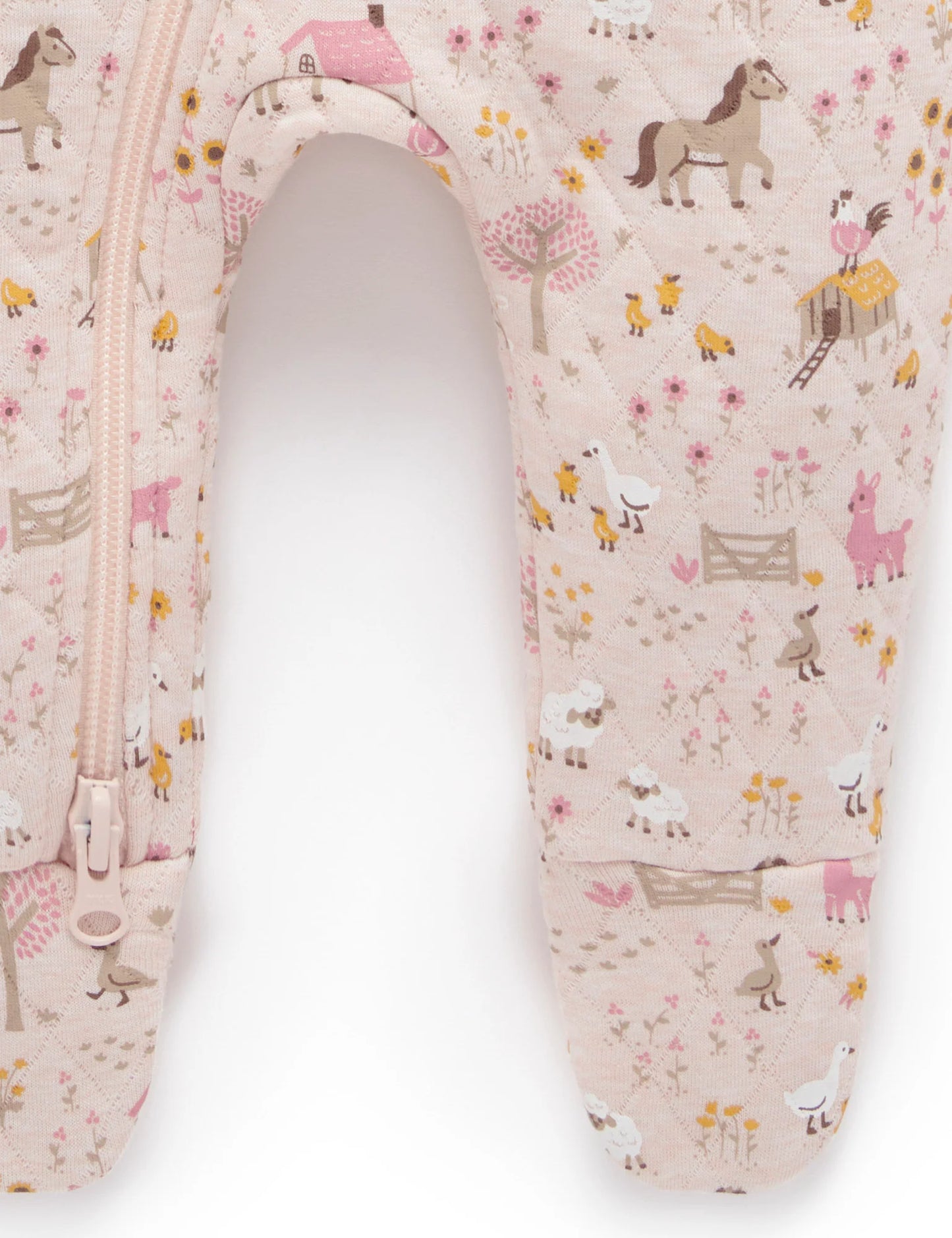 Purebaby Farmhouse Print Quilted Growsuit Pink