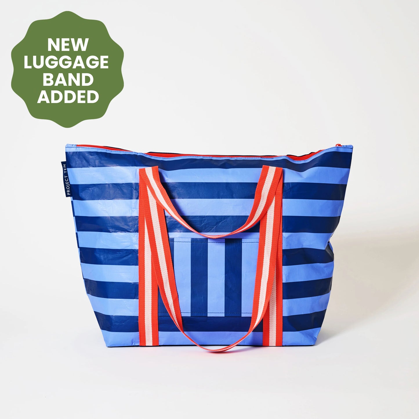 Project Ten Medium Zip Tote Blue Stripe