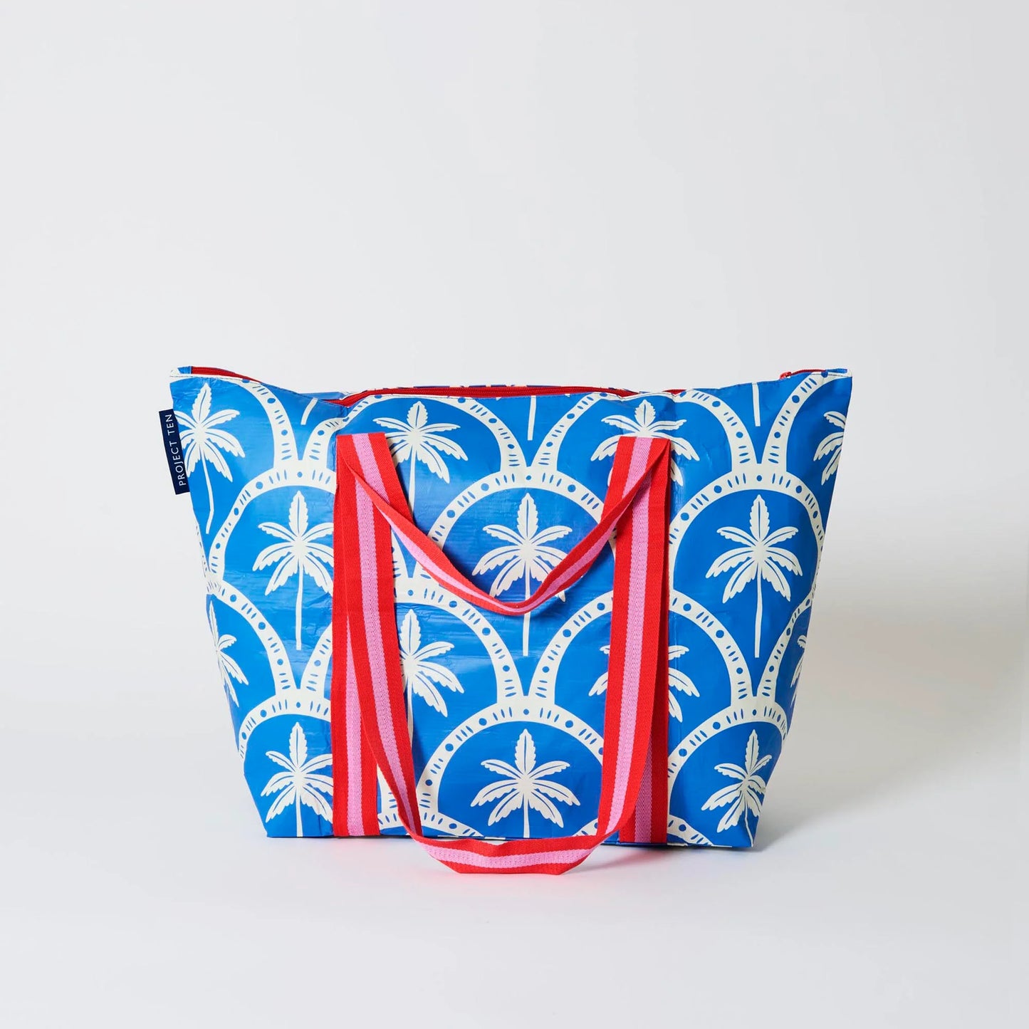 Project Ten Zip Medium Tote Blue Palm