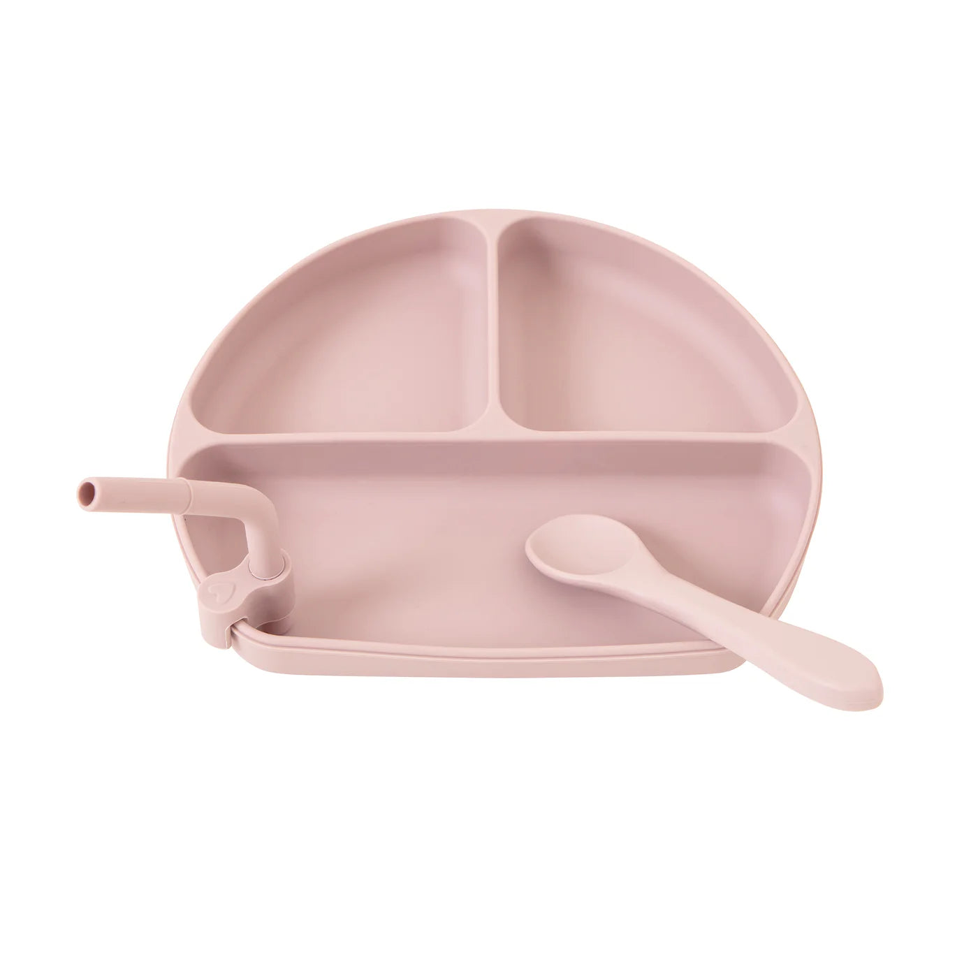 All 4 Ella Silicone Suction Plate with Straw & Spoon Dusty Pink