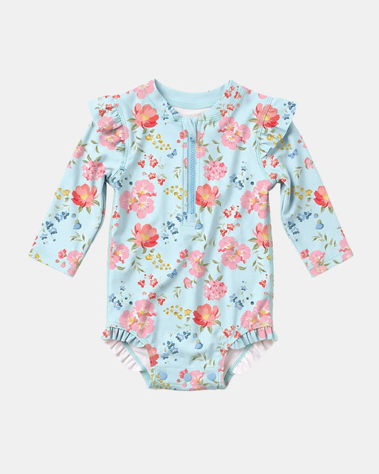 Swim Onesie L/S Twinkle Aqua Garden