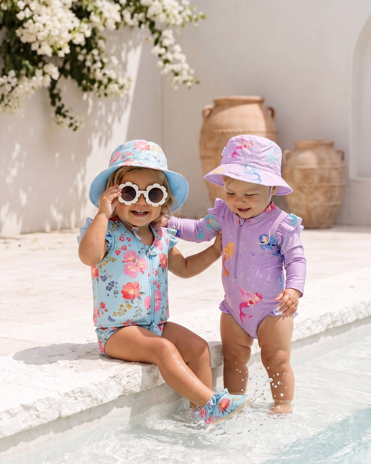 Swim Sunhat Twinkle Aqua Garden