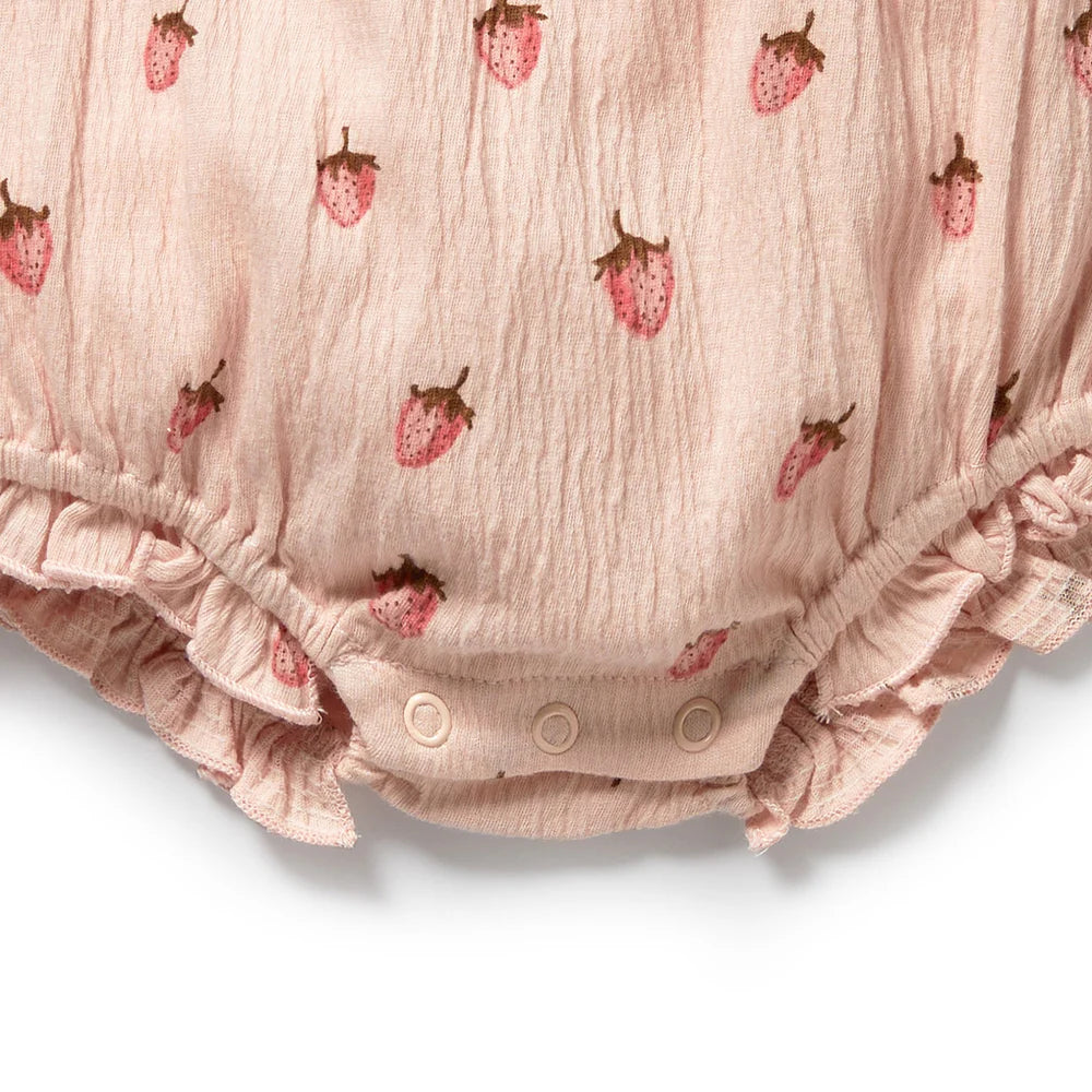 Wilson & Frenchy Strawberry Kisses Organic Tie Playsuit