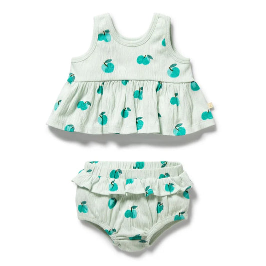 Wilson & Frenchy Apple Papple Organic Ruffle 2 Piece Set