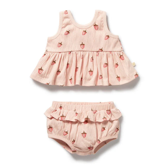 Wilson & Frenchy Strawberry Kisses Organic Ruffle Set