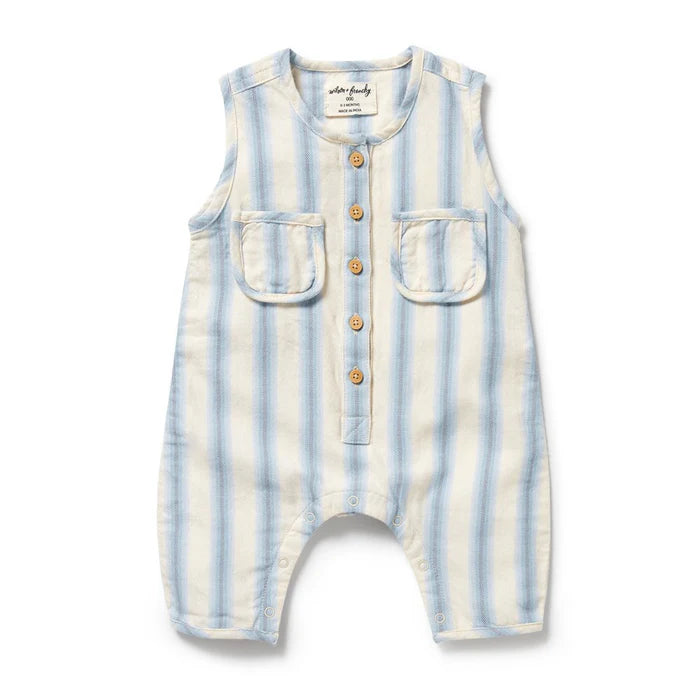 Wilson & Frenchy Deep Blue Stripe Organic Growsuit
