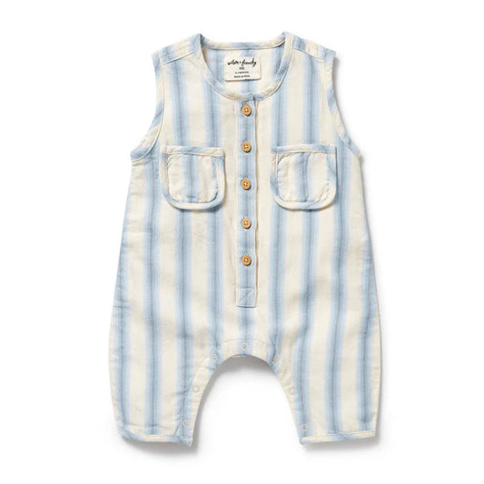 Wilson & Frenchy Deep Blue Stripe Organic Growsuit