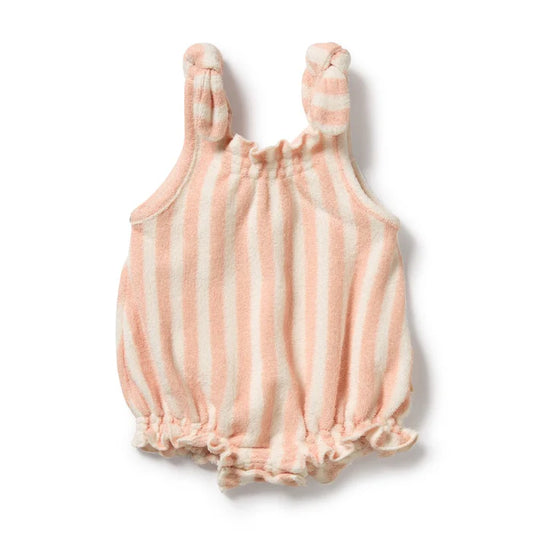 Wilson & Frenchy Strawberry Wave Organic Terry Tie Playsuit