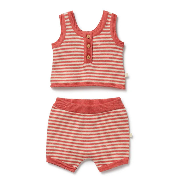 Wilson & Frenchy Strawberry Swirl Organic Knitted Stripe Set