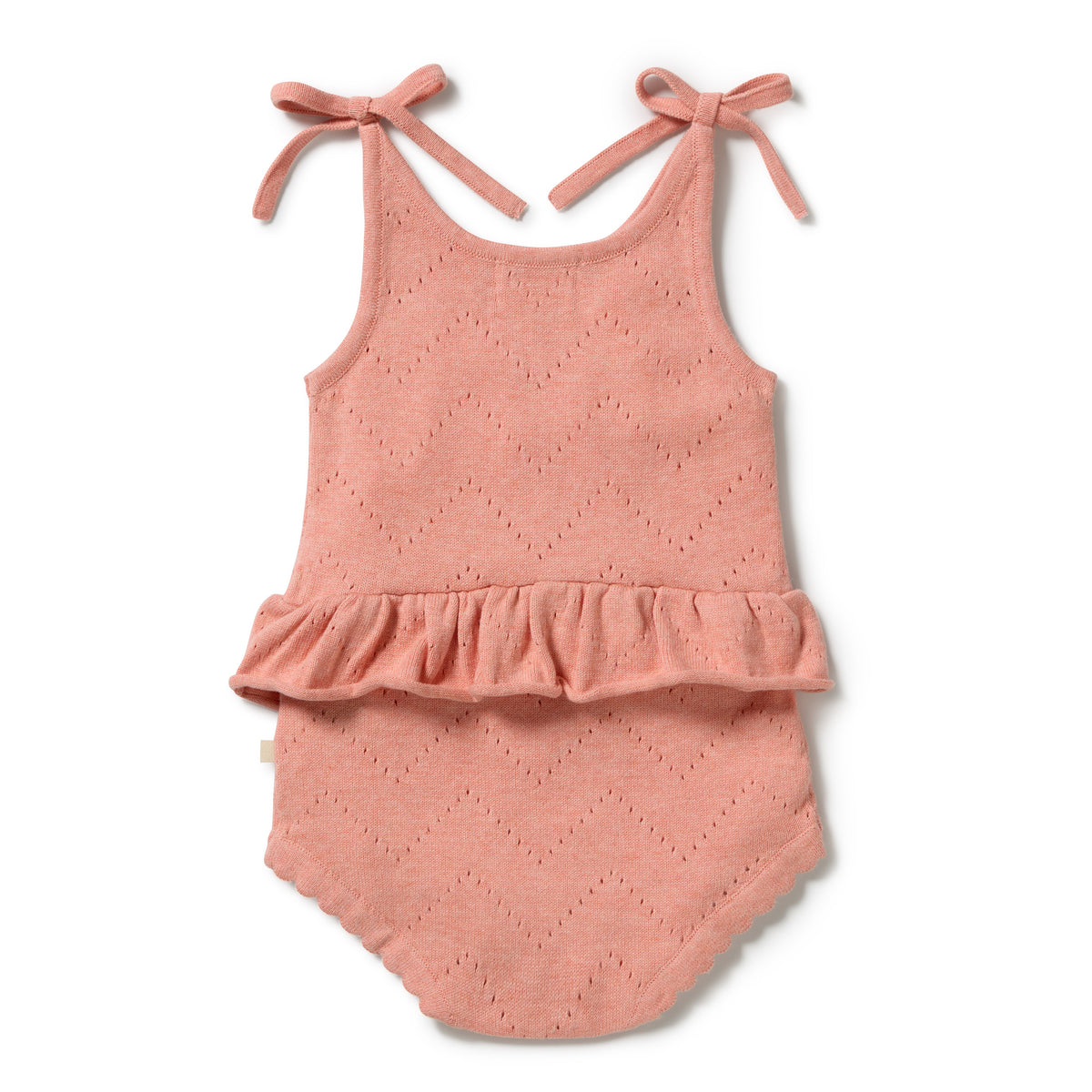 Wilson & Frenchy Petal Pink Organic Knitted Pointelle Playsuit
