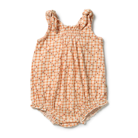 Wilson & Frenchy Checkerberry Organic Crinkle Tie Playsuit