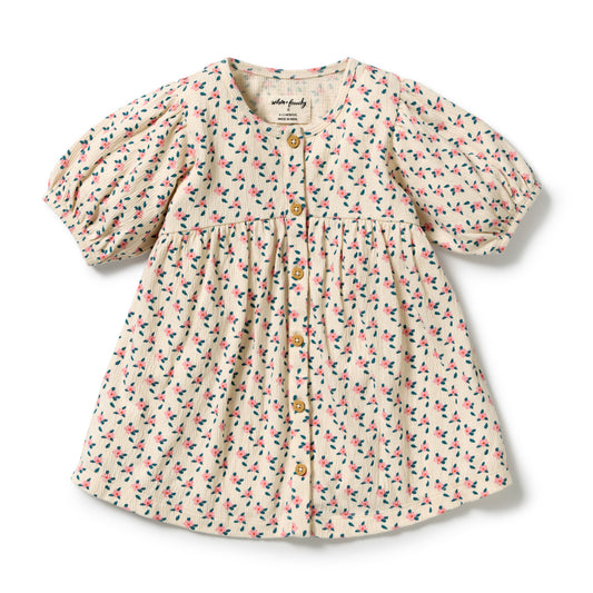 Wilson & Frenchy Little Blossom Organic Crinkle Button Dress