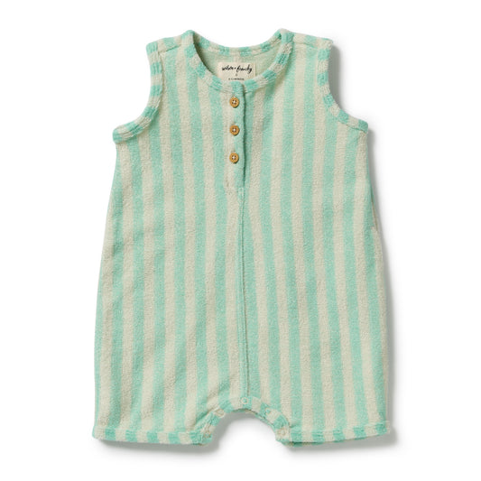 Wilson & Frenchy Seafoam Stripe Organic Terry Growsuit