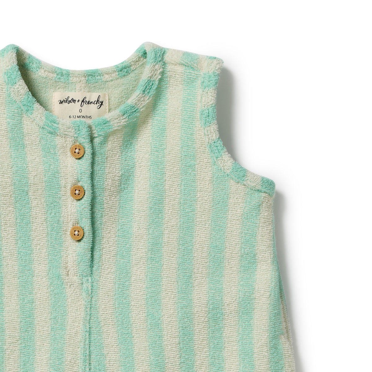 Wilson & Frenchy Seafoam Stripe Organic Terry Growsuit