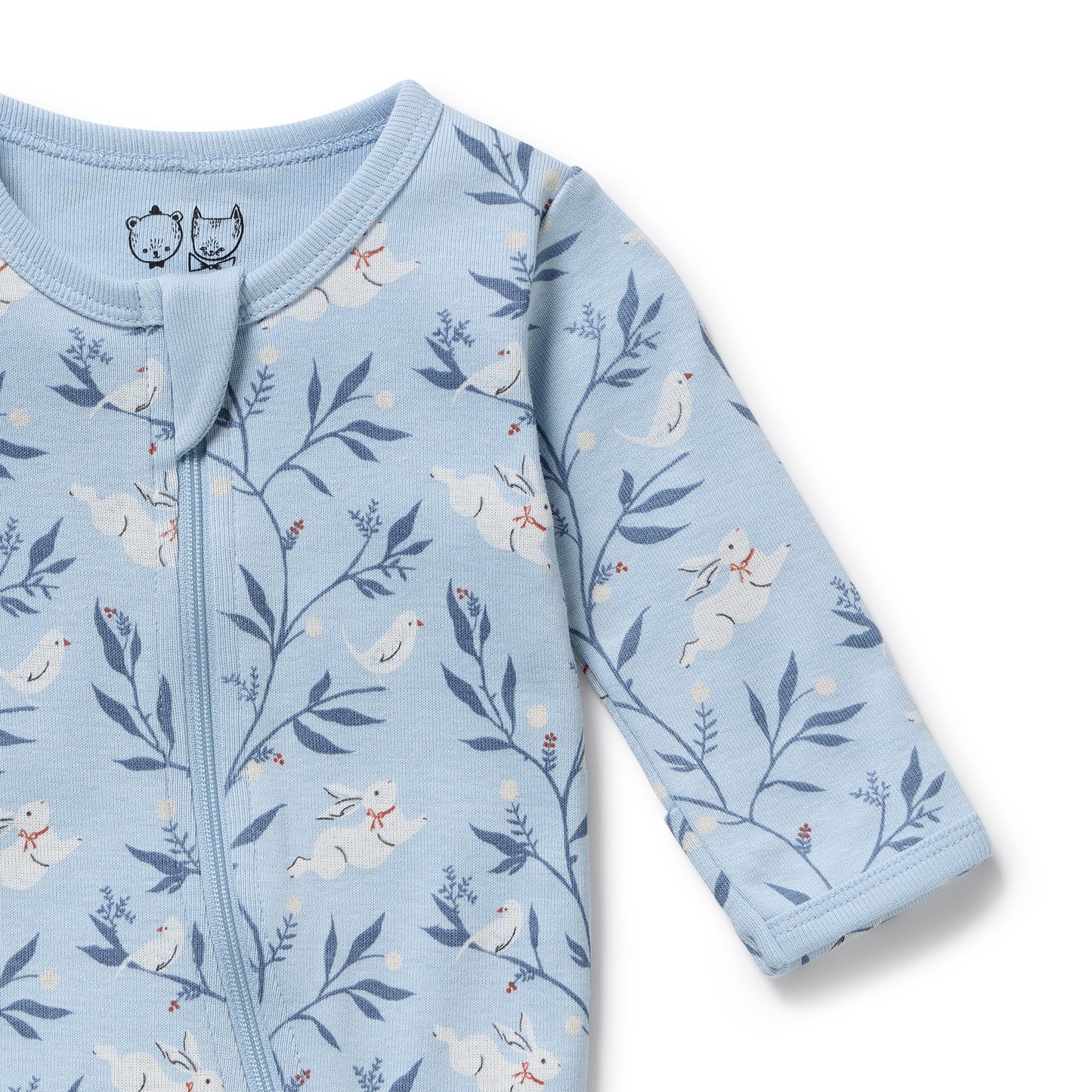 Wilson & Frenchy Bunny Whistle Organic Zipsuit