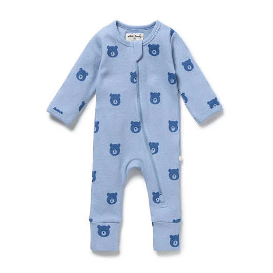 Wilson & Frenchy Bear Hugs Organic Waffle Zipsuit