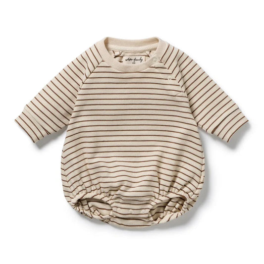 Wilson & Frenchy Nutmeg Stripe Organic Waffle Bodysuit