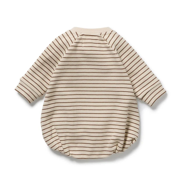 Wilson & Frenchy Nutmeg Stripe Organic Waffle Bodysuit