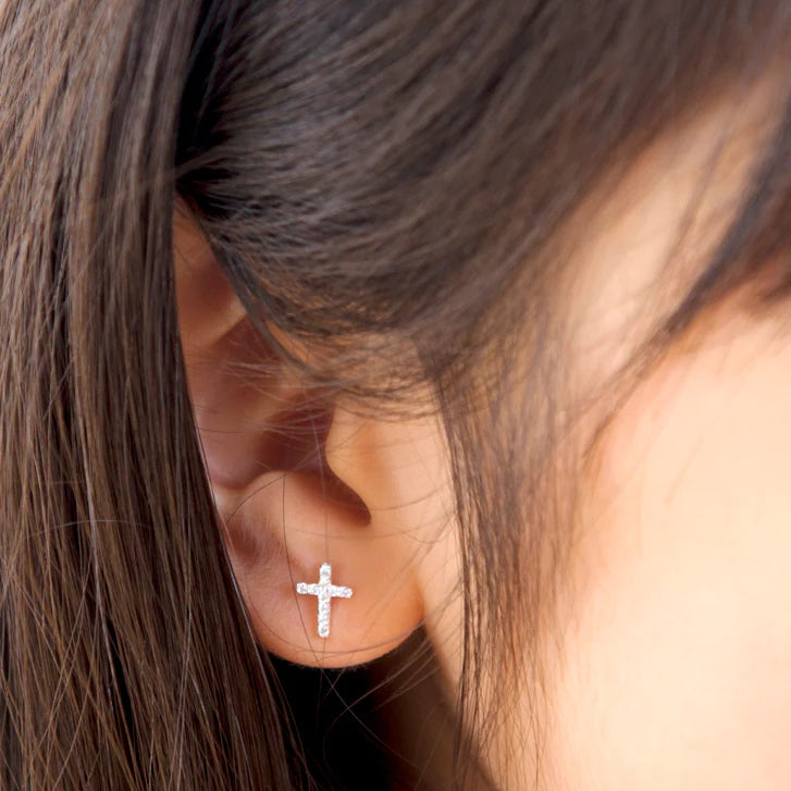Lauren Hinkley Petite Fleur Diamante Cross Earings