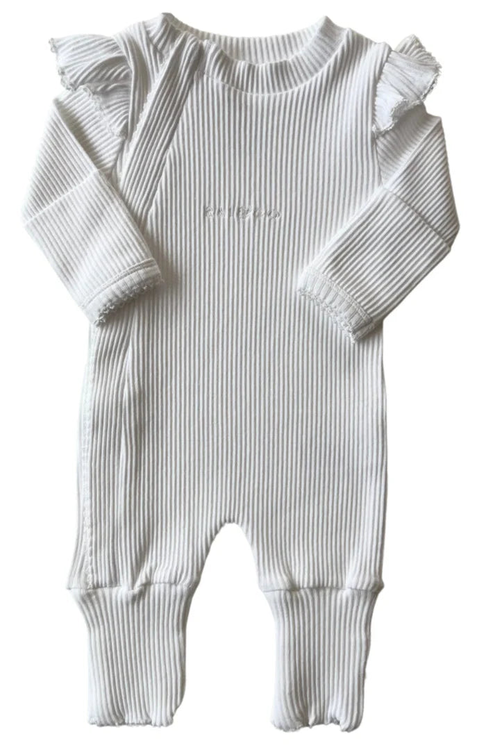 Rai & Co Frill Ribbed Onesie White