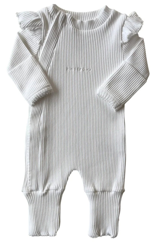Rai & Co Frill Ribbed Onesie White