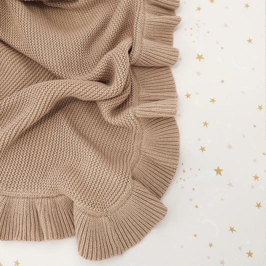Snuggle Hunny Hazelnut Ruffle Knit Organic Blanket