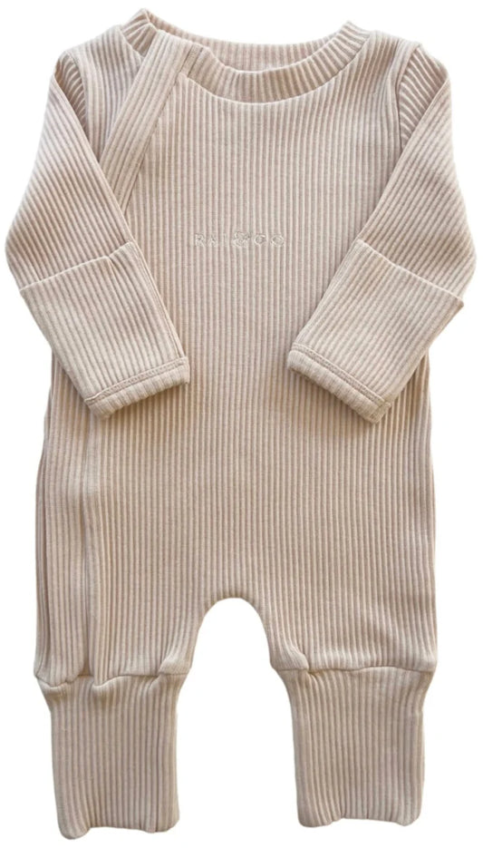 Rai & Co Ribbed Onesie Beige