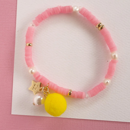 Lauren Hinkley Pink Pom Pom Elastic Bracelet
